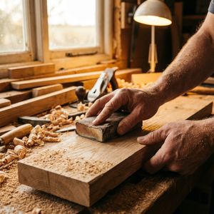 Hands sanding wood